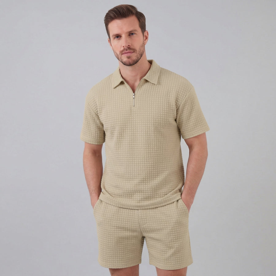 GRÉGOIRE - ensemble polo demi-zip et short pour homme