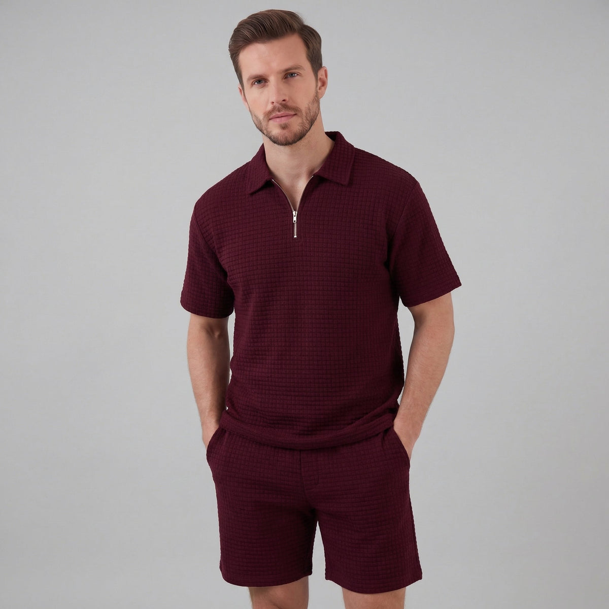 GRÉGOIRE - ensemble polo demi-zip et short pour homme