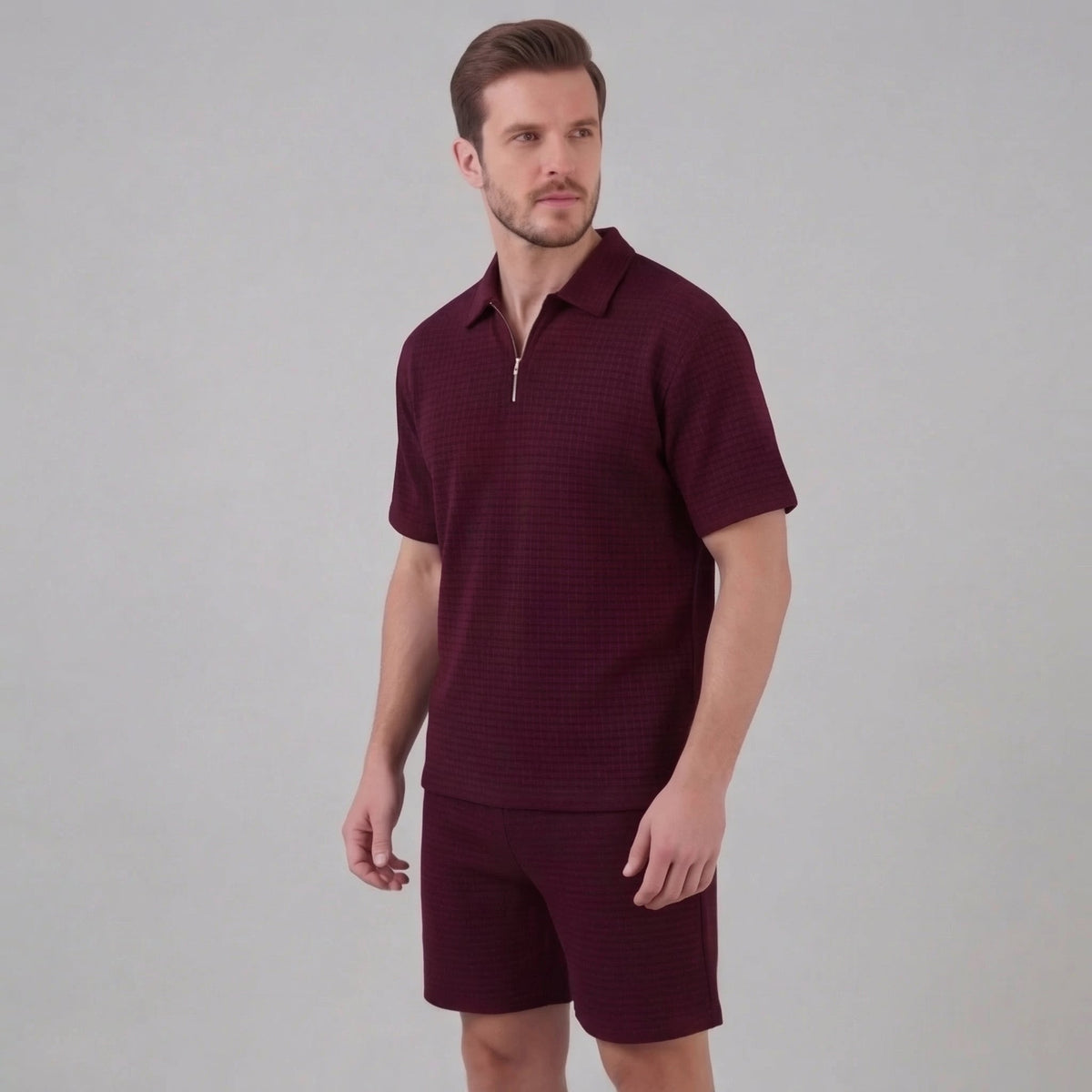 GRÉGOIRE - ensemble polo demi-zip et short pour homme