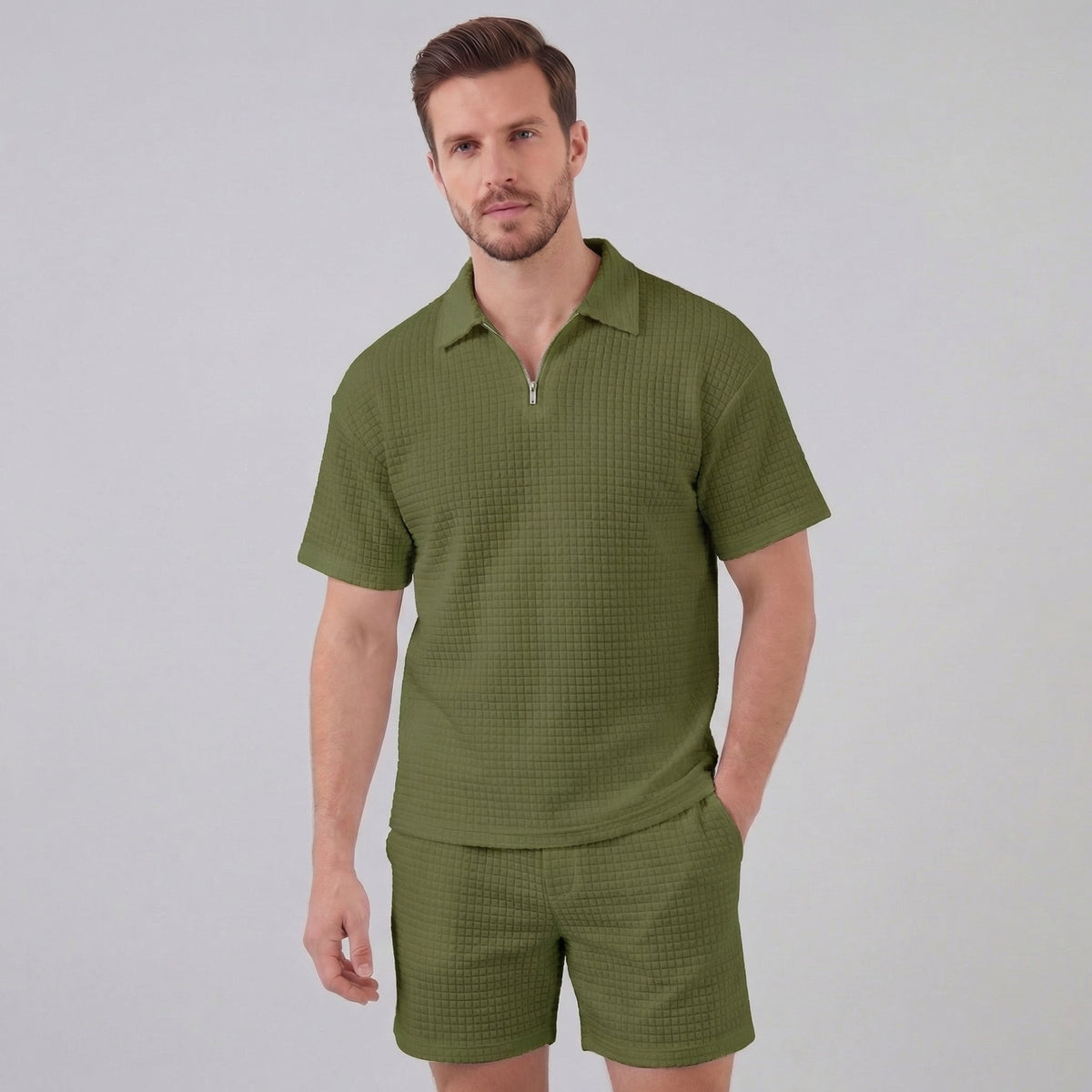 GRÉGOIRE - ensemble polo demi-zip et short pour homme