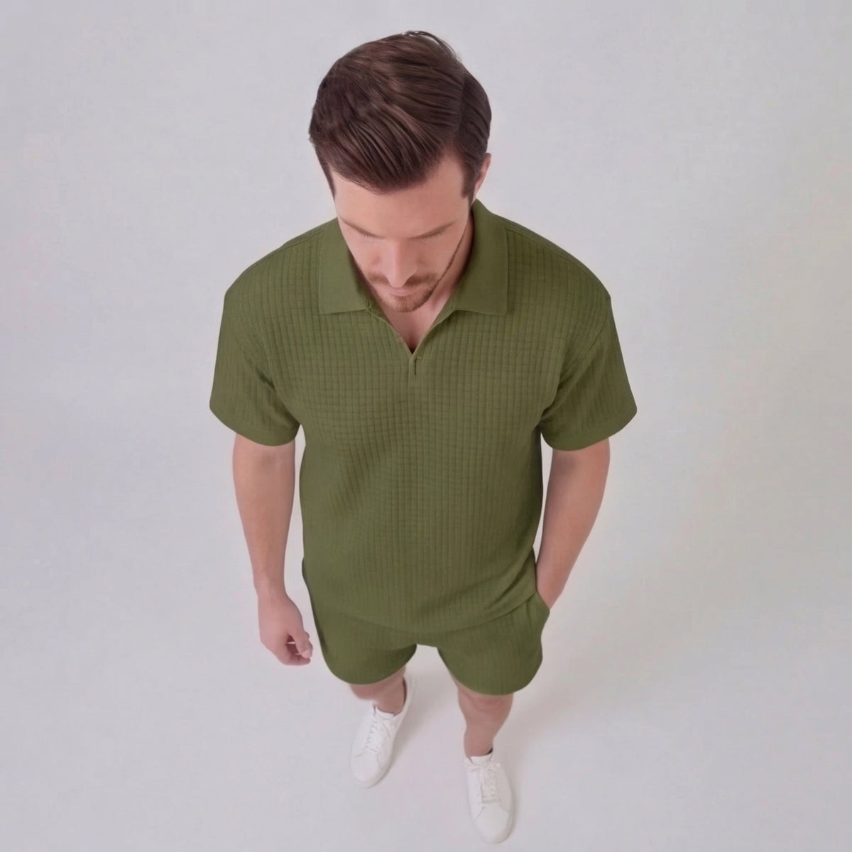 GRÉGOIRE - ensemble polo demi-zip et short pour homme
