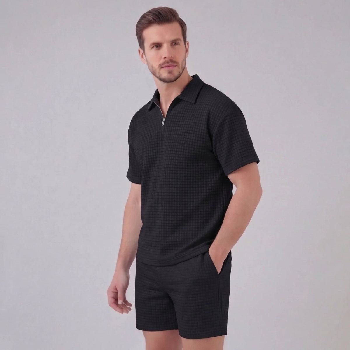 GRÉGOIRE - ensemble polo demi-zip et short pour homme