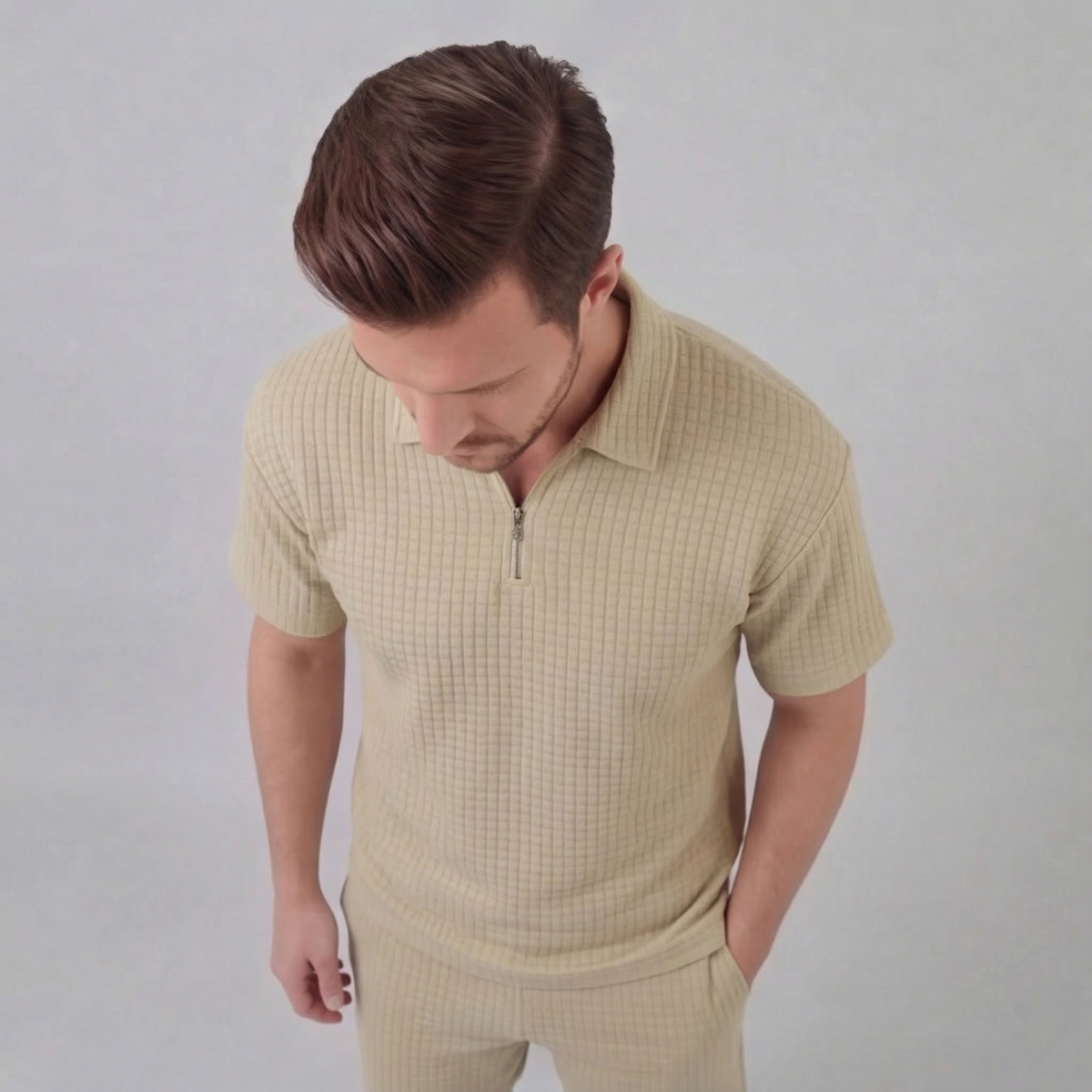 GRÉGOIRE - ensemble polo demi-zip et short pour homme