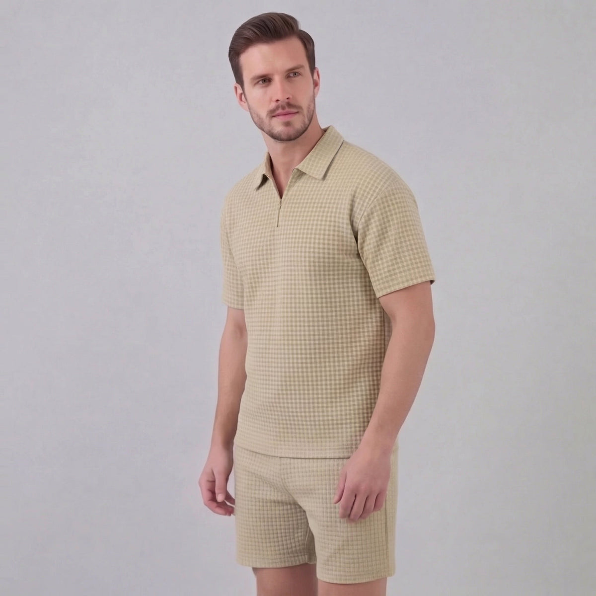 GRÉGOIRE - ensemble polo demi-zip et short pour homme