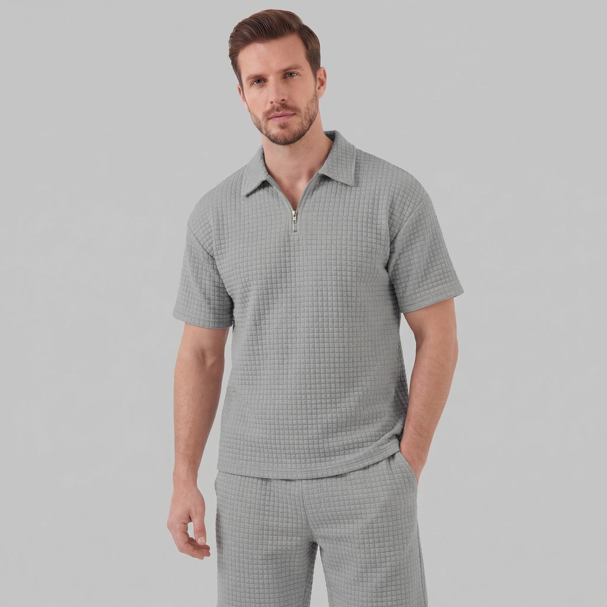 GRÉGOIRE - ensemble polo demi-zip et short pour homme
