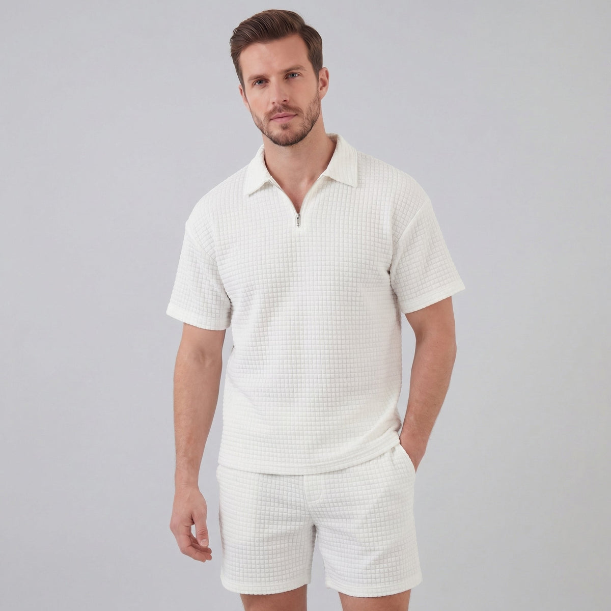 GRÉGOIRE - ensemble polo demi-zip et short pour homme